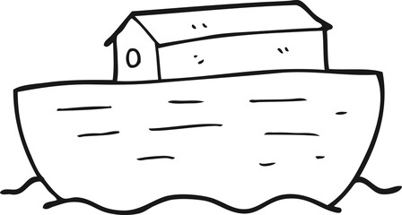 black and white cartoon noah's ark