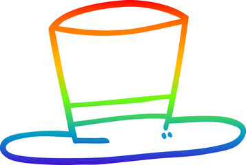 rainbow gradient line drawing cartoon top hat