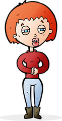 cartoon tired woman