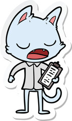 sticker of a talking cat boss