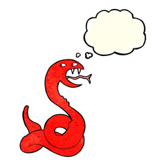 cartoon hissing snake with thought bubble