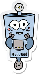 sticker of a happy cartoon robot