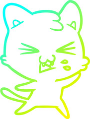 cold gradient line drawing cartoon cat hissing