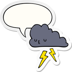 cartoon storm cloud and speech bubble sticker