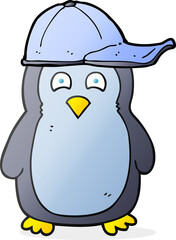 cartoon penguin wearing hat