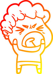 warm gradient line drawing cartoon furious man