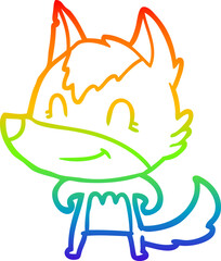 rainbow gradient line drawing friendly cartoon wolf