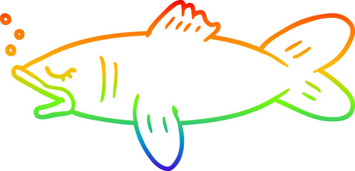 rainbow gradient line drawing cartoon fish