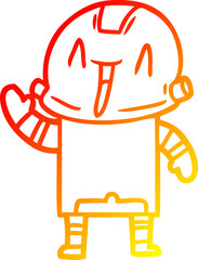 warm gradient line drawing cartoon robot