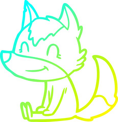 cold gradient line drawing friendly cartoon wolf