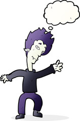 cartoon halloween vampire with thought bubble
