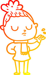 warm gradient line drawing cartoon calm woman
