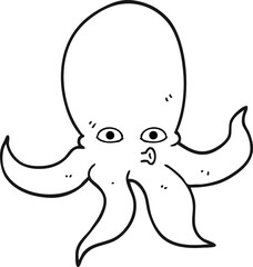 black and white cartoon octopus
