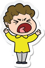 sticker of a cartoon furious man