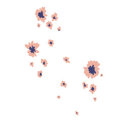 Falling Floral Petal Icon. Flowers Fall. Flying Bloom Petals Isolated on Transparent Background