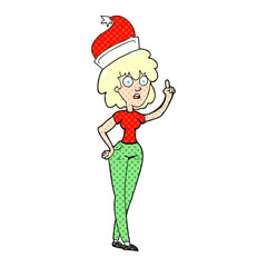cartoon woman wearing santa hat
