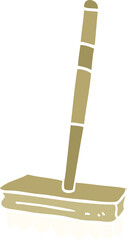 flat color illustration cartoon sweeping brush