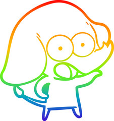 rainbow gradient line drawing cute cartoon elephant