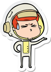 sticker of a cartoon stressed astronaut