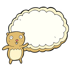 Fototapeta premium cartoon bear with text space cloud