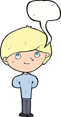 cartoon happy boy with speech bubble