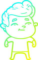 cold gradient line drawing happy cartoon man