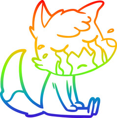rainbow gradient line drawing crying fox cartoon