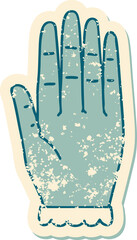 distressed sticker tattoo style icon of a hand