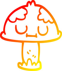 warm gradient line drawing cartoon poisonous toadstool
