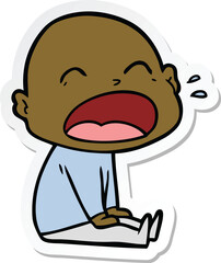 sticker of a cartoon shouting bald man
