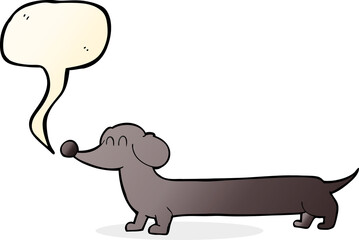 cartoon dachshund with speech bubble