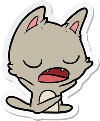 sticker of a talking cat cartoon