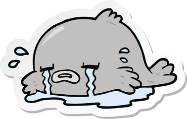 sticker of a cartoon crying fish