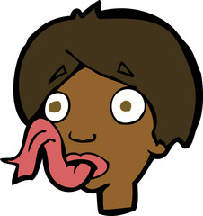 cartoon head sticking out tongue
