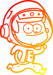 warm gradient line drawing happy astronaut cartoon