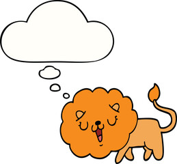 cute cartoon lion and thought bubble