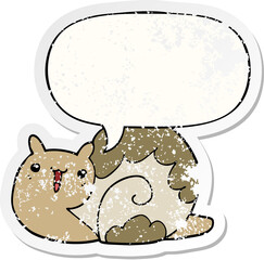 cute cartoon snail and speech bubble distressed sticker