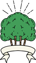 banner with tattoo style tree