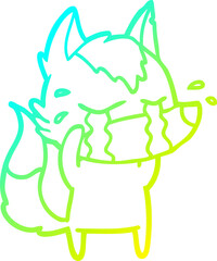 cold gradient line drawing cartoon crying wolf