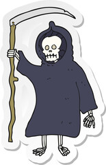 sticker of a cartoon spooky death figure