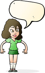 cartoon pretty woman with speech bubble