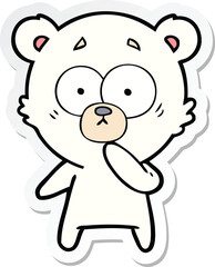 sticker of a nervous polar bear cartoon