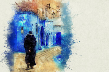 Chefchaouen, a city with blue painted houses. A city with narrow, beautiful, blue streets.