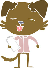 flat color style cartoon dog with clip board