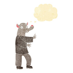 cartoon werewolf with thought bubble