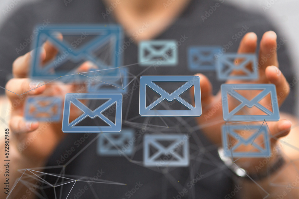 Poster mail communication support contact concept service - connection