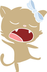 flat color style cartoon singing cat