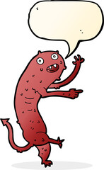 cartoon gross little monster with speech bubble
