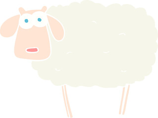 flat color illustration of a cartoon sheep