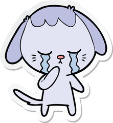 Obraz premium sticker of a cartoon crying dog